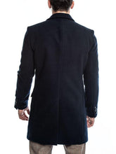 Load image into Gallery viewer, Mens Blue Wool Long Coat
