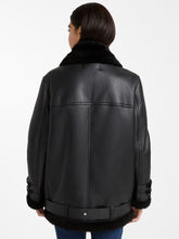 Load image into Gallery viewer, Womens Black Shearling Jacket
