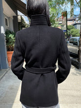 Load image into Gallery viewer, Womens Black Wool Trench Coat
