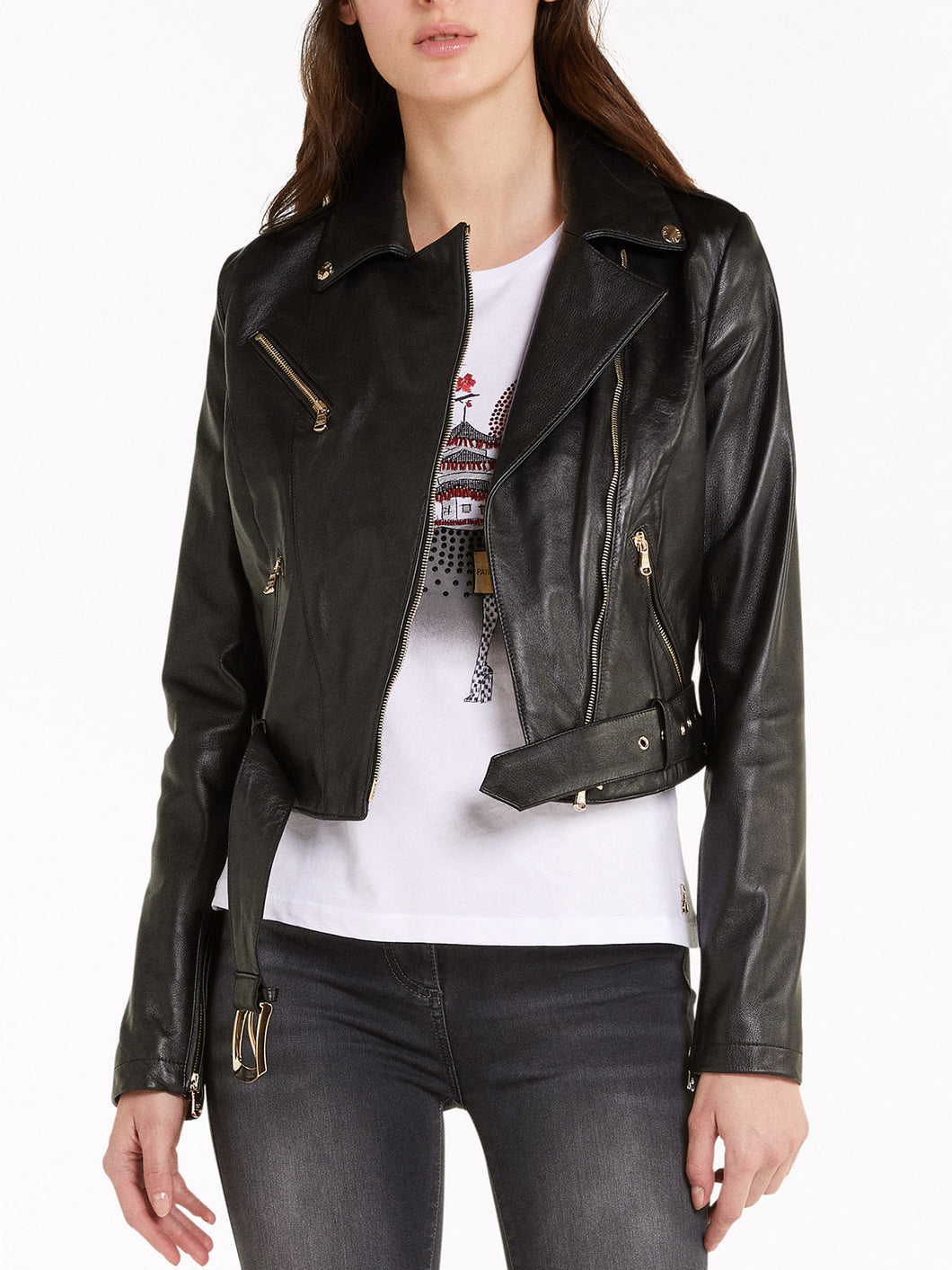 Womens Stylish Biker Real Leather Jacket