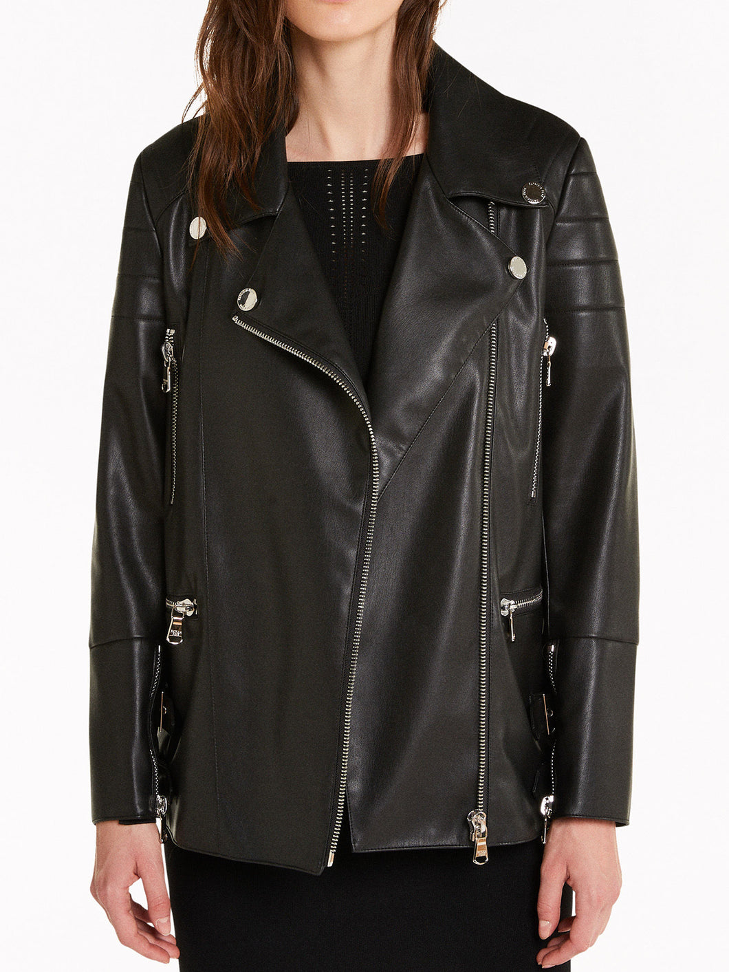 Womens Stylish Black Real Leather Jacket