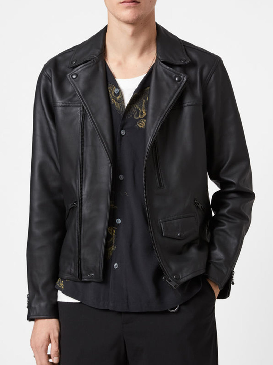 Men's Black Real Leather Biker Jacket