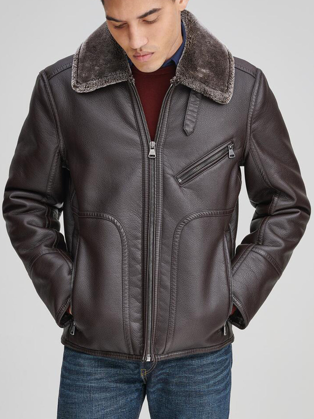 Men Brown Stylish Leather Jacket