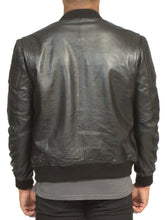Load image into Gallery viewer, LAMBSKIN LEATHER RACER JACKET IN BLACK
