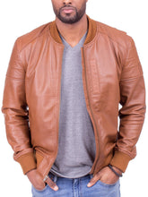 Load image into Gallery viewer, Mens Biker Bomber Genuine Leather Jacket
