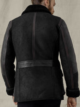 Load image into Gallery viewer, Men&#39;s Bomber Black Shearling Leather Jacket
