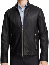 Load image into Gallery viewer, Men&#39;s Polished Black Leather Jacket - Boneshia

