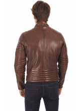 Load image into Gallery viewer, Amazing Brown Biker Leather Jacket For Men –  Boneshia
