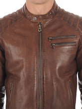 Load image into Gallery viewer, Amazing Brown Biker Leather Jacket For Men –  Boneshia
