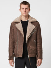 Load image into Gallery viewer, Shearling Brown Biker Leather Jacket

