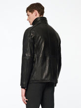 Load image into Gallery viewer, Mens Black Biker Style Leather Jacket
