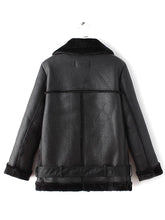 Load image into Gallery viewer, Faux Fur Shearling Leather Biker Jacket in Black
