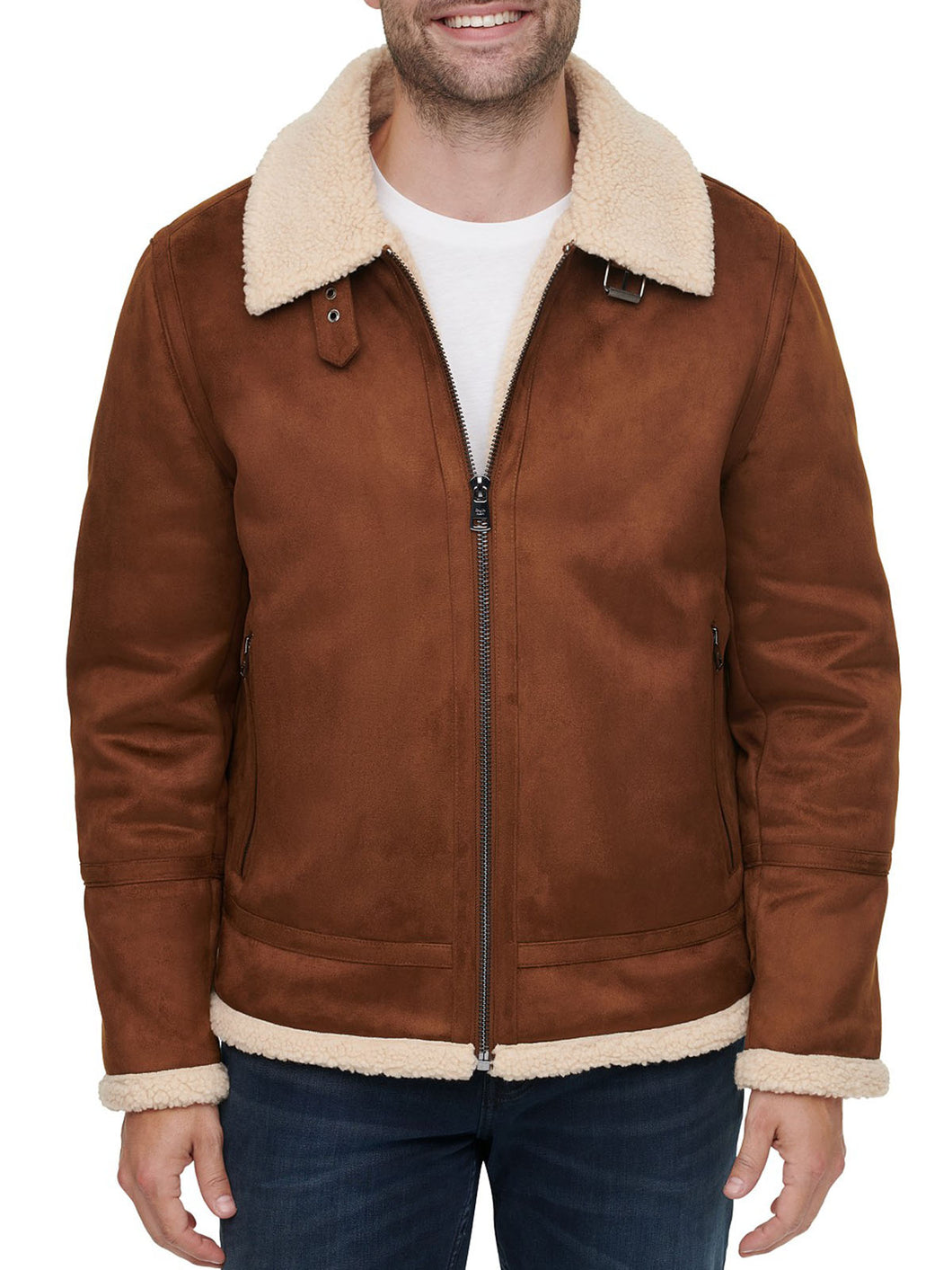 Mens Faux Leather Shearling Jacket