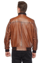 Load image into Gallery viewer, Men&#39;s Brown Leather Bomber Jacket - Boneshia
