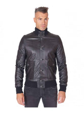 Load image into Gallery viewer, Mens Genuine Black Leather Bomber Jacket
