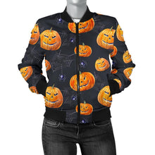Load image into Gallery viewer, Halloween Pumpkin Print Women Bomber Jacket

