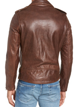 Load image into Gallery viewer, Mens Vintaged Cowhide Leather Motorcycle Jacket
