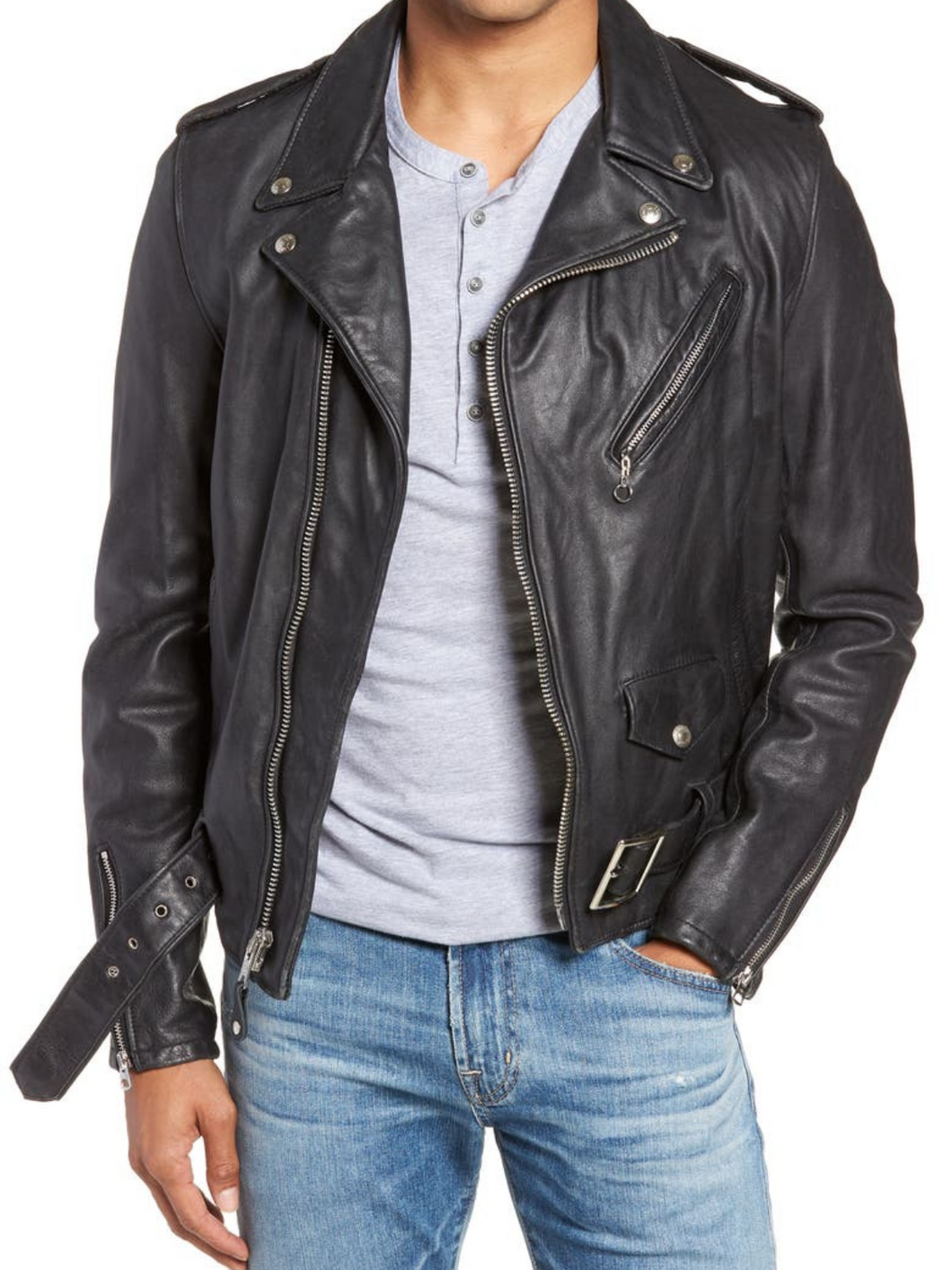 Mens Vintaged Cowhide Leather Motorcycle Jacket
