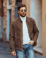 Load image into Gallery viewer, Brown Suede Leather Jacket for Men
