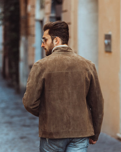 Brown Suede Leather Jacket for Men