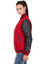 Load image into Gallery viewer, Womens Exclusive Red and Black Varsity Jacket
