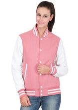 Load image into Gallery viewer, Womens Casual Baby Pink Varsity Jacket
