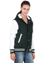 Load image into Gallery viewer, Women&#39;s Dark Green and White Varsity Jacket
