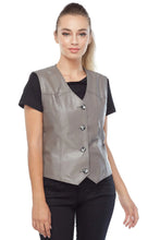 Load image into Gallery viewer, Women&#39;s Solid Grey Biker Leather Vest
