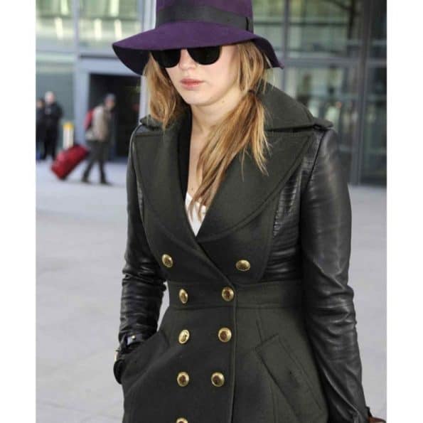 Women’s Jennifer Lawrence Magnetic Tiffany Black Cotton Trench Coat