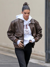 Load image into Gallery viewer, Kendall Jenner Bomber Leather Jacket
