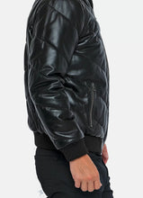 Load image into Gallery viewer, Mens Diamond Stitched Style Leather Bomber Jacket
