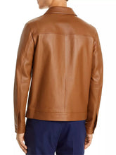Load image into Gallery viewer, Johnston Mens Brown Lambskin Leather Jacket
