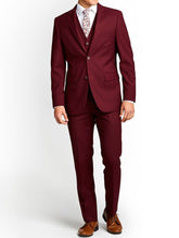 Load image into Gallery viewer, Slim Fit Three Piece Maroon Suit Men
