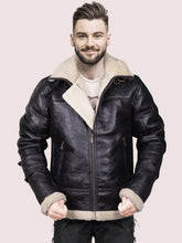 Load image into Gallery viewer, Men B3 Black Bomber Shearling Jacket
