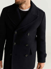 Load image into Gallery viewer, Men Black Double Breasted Wool Coat - Boneshia.com
