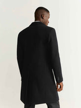 Load image into Gallery viewer, Men Black Lapel Wool Coat - Boneshia.com
