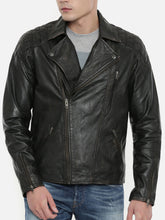 Load image into Gallery viewer, Men Black Solid Leather Jacket
