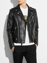Load image into Gallery viewer, Asymmetrical Mens Black Motorcycle Jacket - Boneshia
