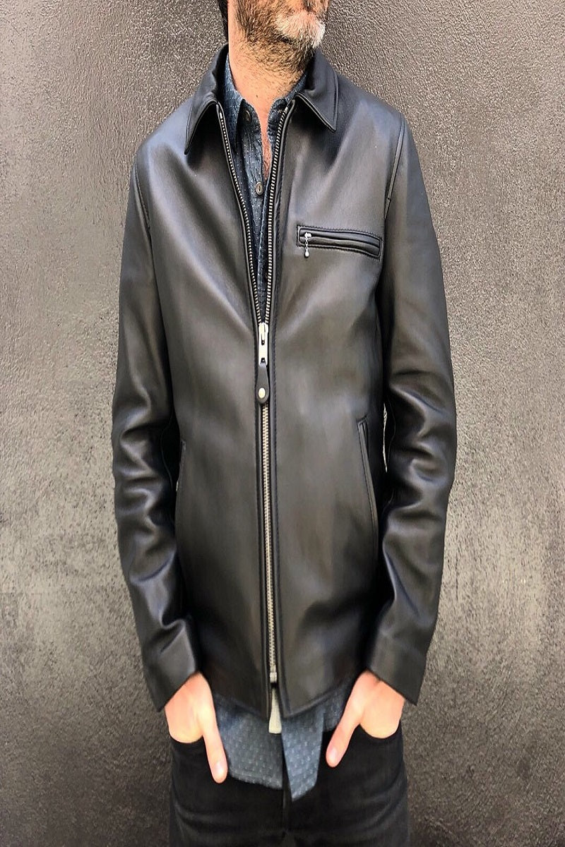 Waxy Mens Black Leather Jacket - Boneshia.com