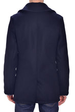 Load image into Gallery viewer, Royal Blue Men Double Breasted Trench Wool Coat - Boneshia.com
