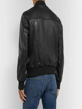 Load image into Gallery viewer, Men Black Bomber Leather Jacket - Boneshia
