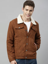 Load image into Gallery viewer, Men Camel Brown Solid Tailored Jacket

