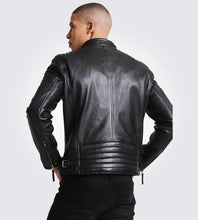 Load image into Gallery viewer, Men’s Quilted Black Leather Jacket
