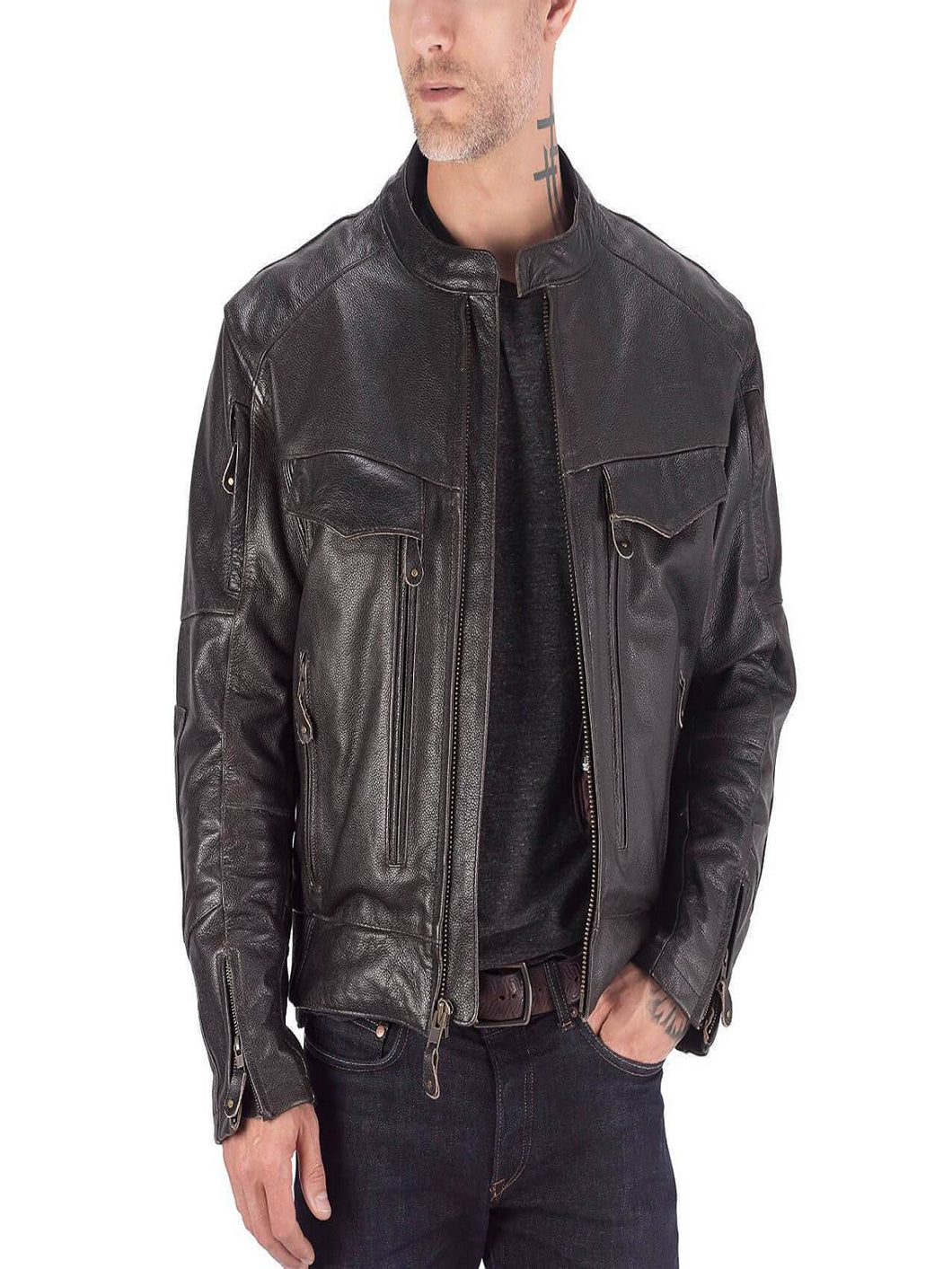 Mens Motorcycle Classic Leather Jacket – Boneshia