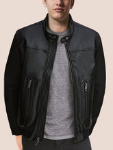 Load image into Gallery viewer, Men Elegant Style Biker Wool+Leather Jacket
