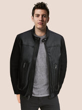 Load image into Gallery viewer, Men Elegant Style Biker Wool+Leather Jacket
