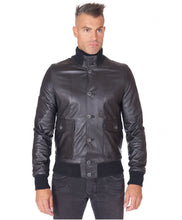 Load image into Gallery viewer, Men Genuine Leather Black Bomber Jacket –  Boneshia
