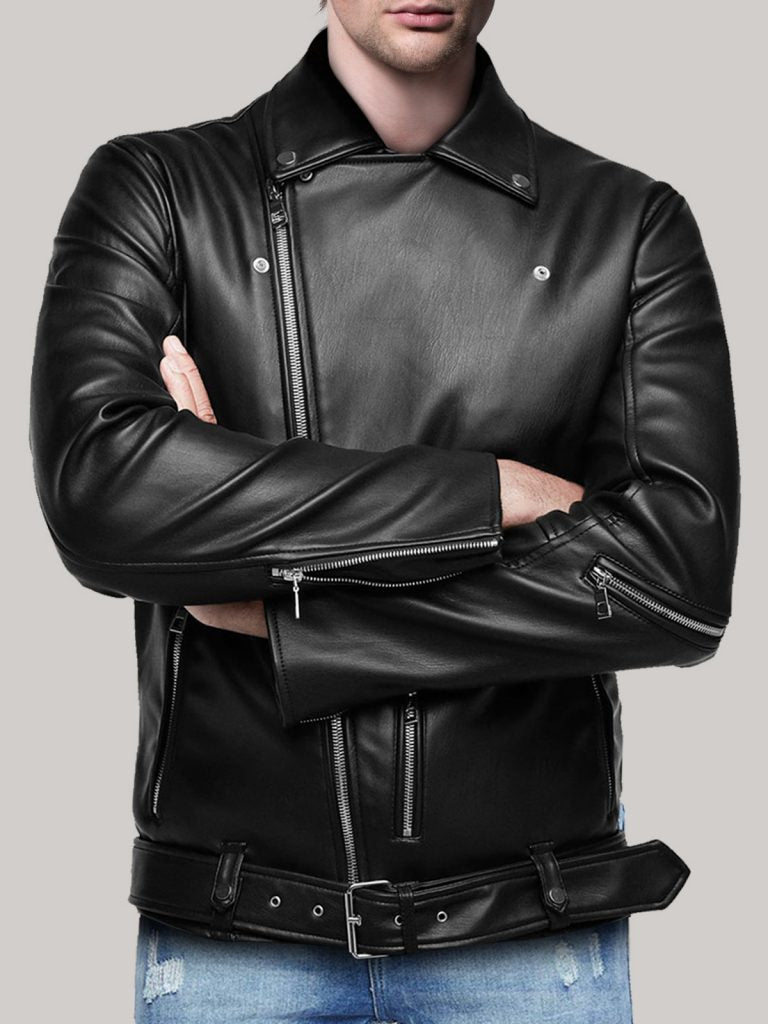 Men Motorcycle Black Leather Jacket – Boneshia