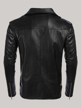Load image into Gallery viewer, Men Motorcycle Black Leather Jacket – Boneshia

