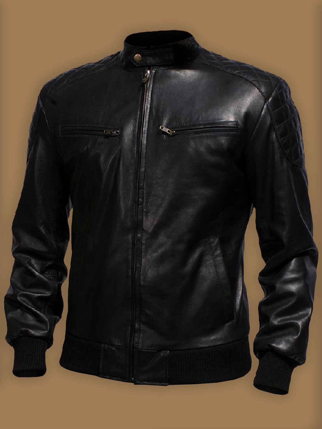Men Pure Black Biker College Jacket - Boneshia.com